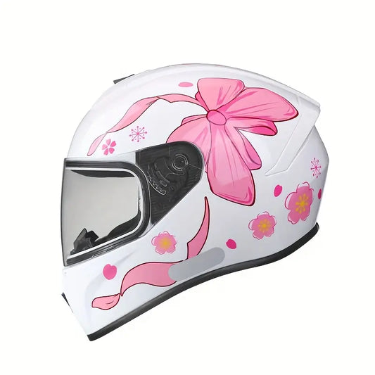 Casco Integral Mujer Rosa Blanco Certificado Dot Moto Rosa Doble Lente