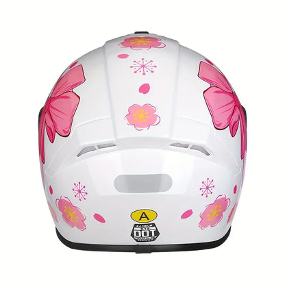 Casco Integral Mujer Rosa Blanco Certificado Dot Moto Rosa Doble Lente