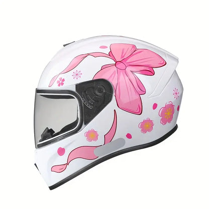 Casco Integral Mujer Rosa Blanco Certificado Dot Moto Rosa Doble Lente