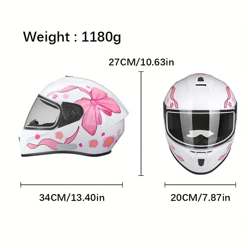 Casco Integral Mujer Rosa Blanco Certificado Dot Moto Rosa Doble Lente