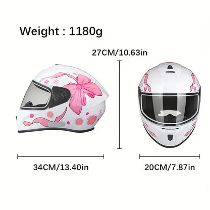 Casco Integral Mujer Rosa Blanco Certificado Dot Moto Rosa Doble Lente
