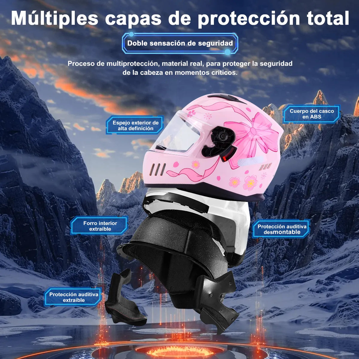 Casco Integral Mujer Rosa Rosa Certificado Dot Moto Rosa Doble Lente