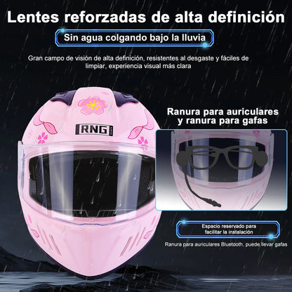 Casco Integral Mujer Rosa Rosa Certificado Dot Moto Rosa Doble Lente
