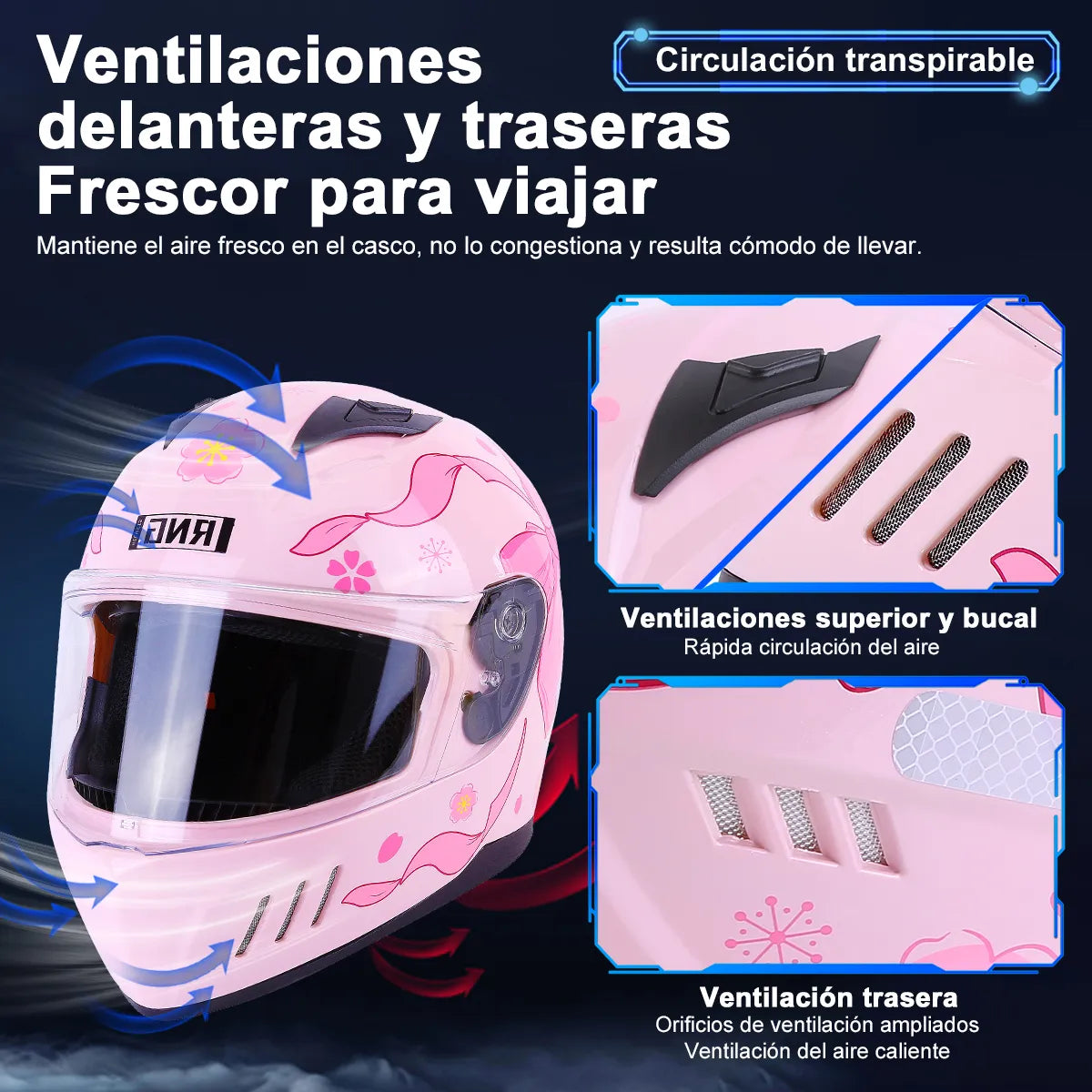 Casco Integral Mujer Rosa Rosa Certificado Dot Moto Rosa Doble Lente