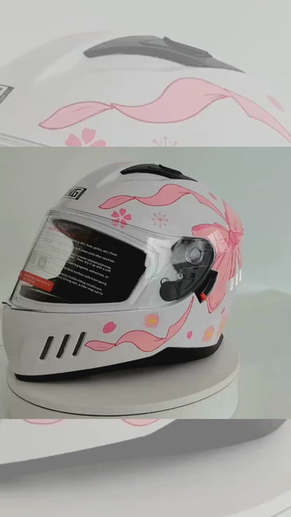 Casco Integral Mujer Rosa Blanco Certificado Dot Moto Rosa Doble Lente
